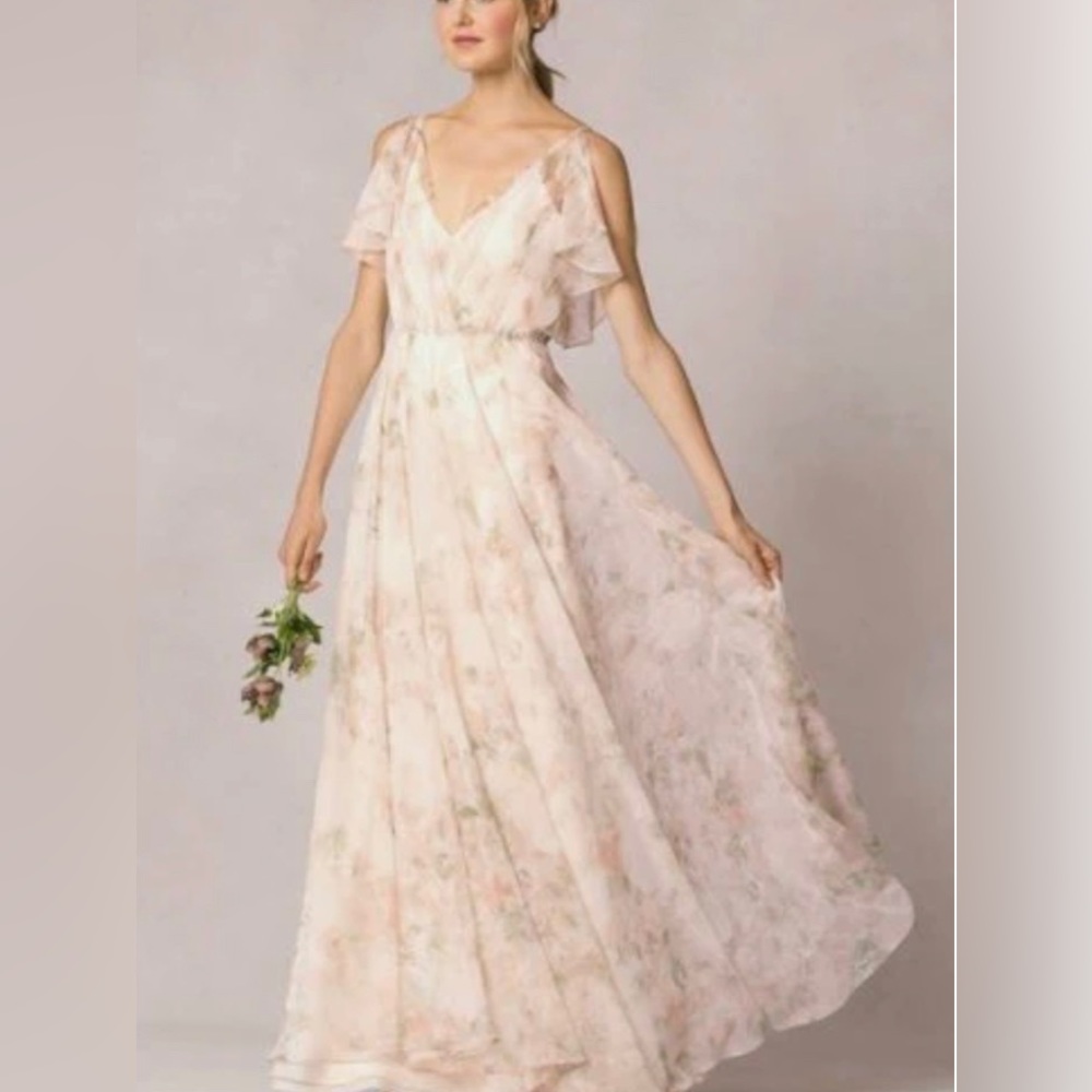 Jenny Yoo Bridesmaid Cassie Dress in Watercolor Blush Garden Size 8